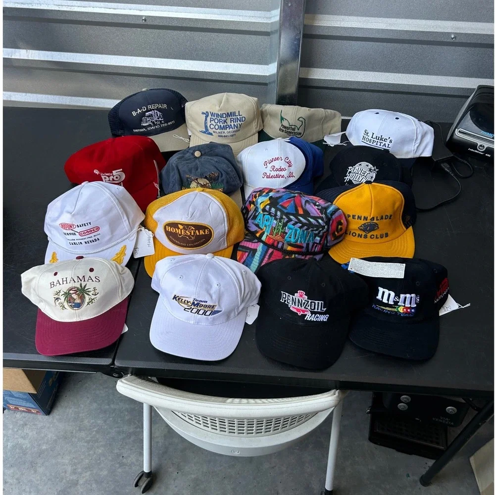Vintage Trucker Hat Snapback Lot of 30 Racing NBA Bulls Pennzoil Car Hats Bundle